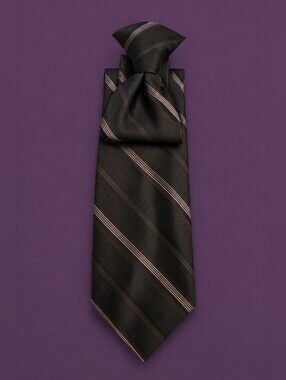 3/$30 Vtg AUSTIN MANOR 1980s Dark Gray Striped Slim Clip-on Tie